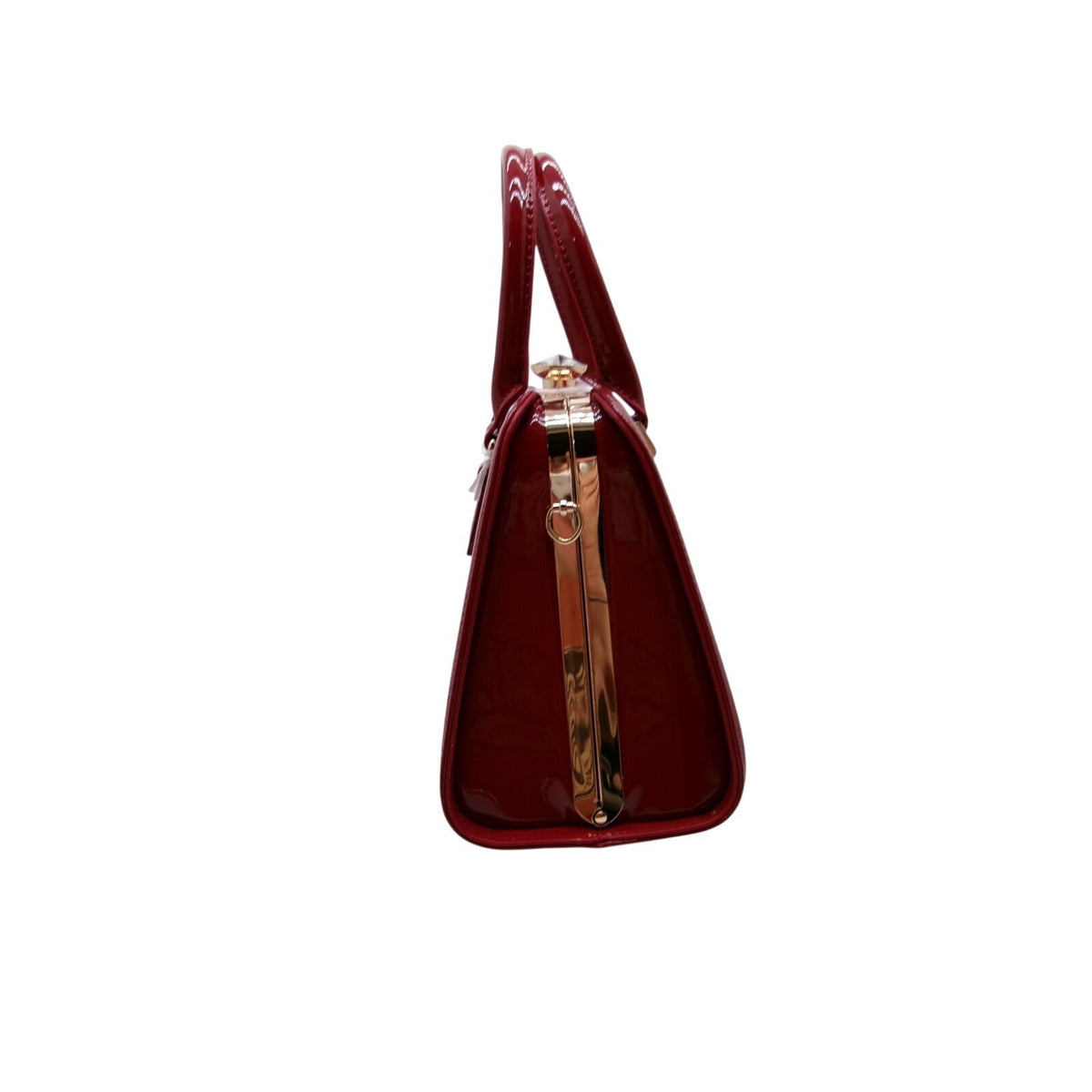 La Terre Wine Red Patent Leather Top Handle Bag