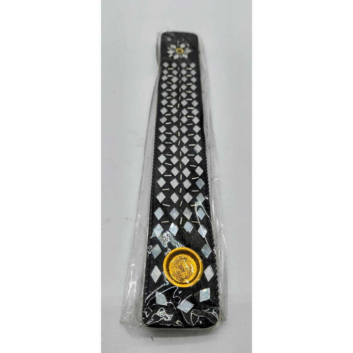 Black Lacquer Incense Holder with Silver Rhinestone Accents - New with Tags, 11" - Danisak