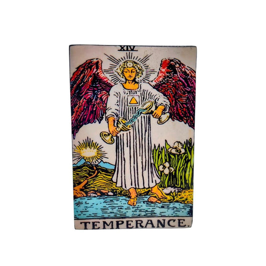 Wooden Temperance Tarot Card Box with Mystical Multi-Color Design, 6x4 Inches - Danisak