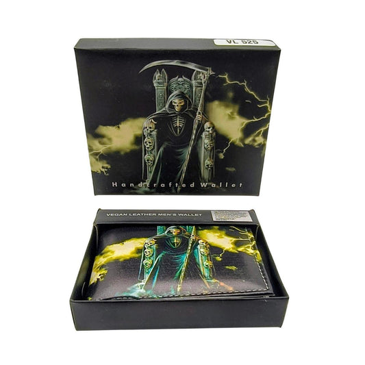 Unbranded Men's Vegan Leather Wallet with Grim Reaper Design, Gift Boxed - Danisak