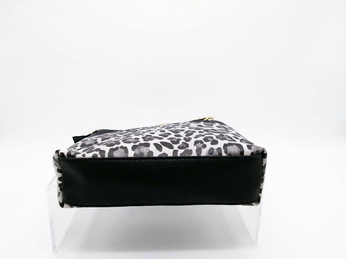 ALBA  Black and Leopard Print Crossbody Bag