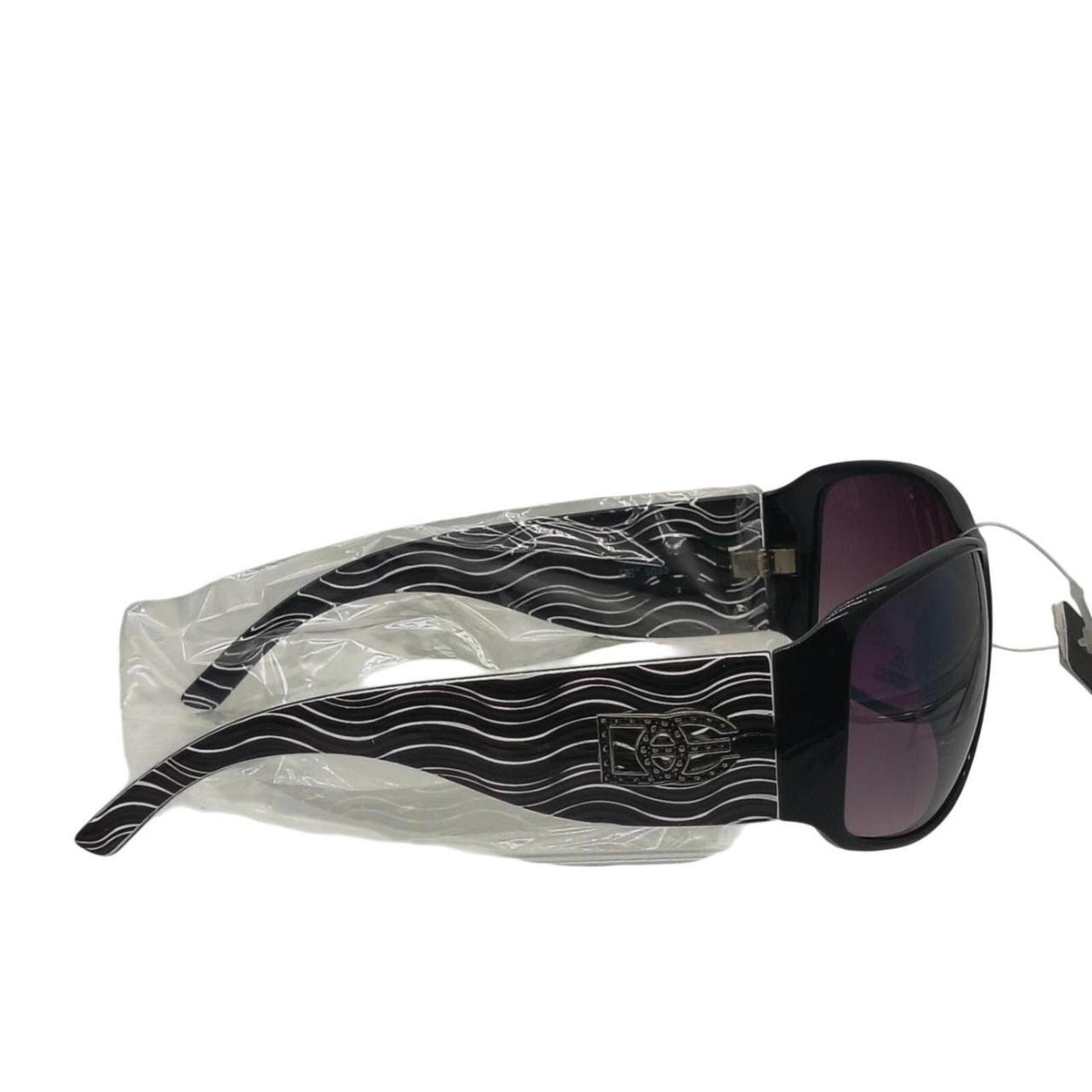 655 Black & white wavy line sunglasses with purple lenses - Danisak