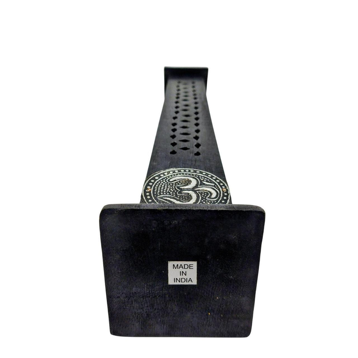 Hand-Carved Black OM Incense Tower with Silver Detailing – 11 Inch Aromatherapy, - Danisak