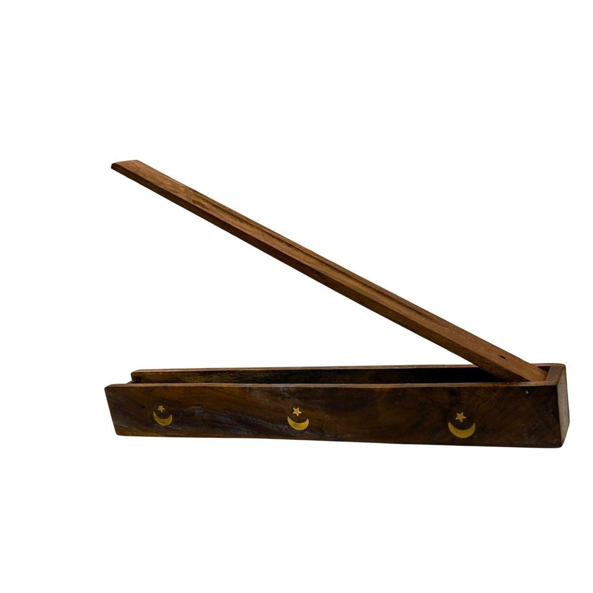 Wooden Incense Holder Box with Moon and Star Inlay - Danisak
