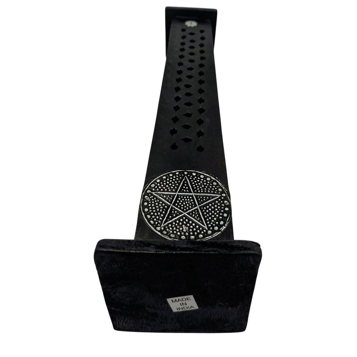 Hand-Carved Black Wooden Incense Tower with Pentacle Design - 11 Inch Aromatic S - Danisak