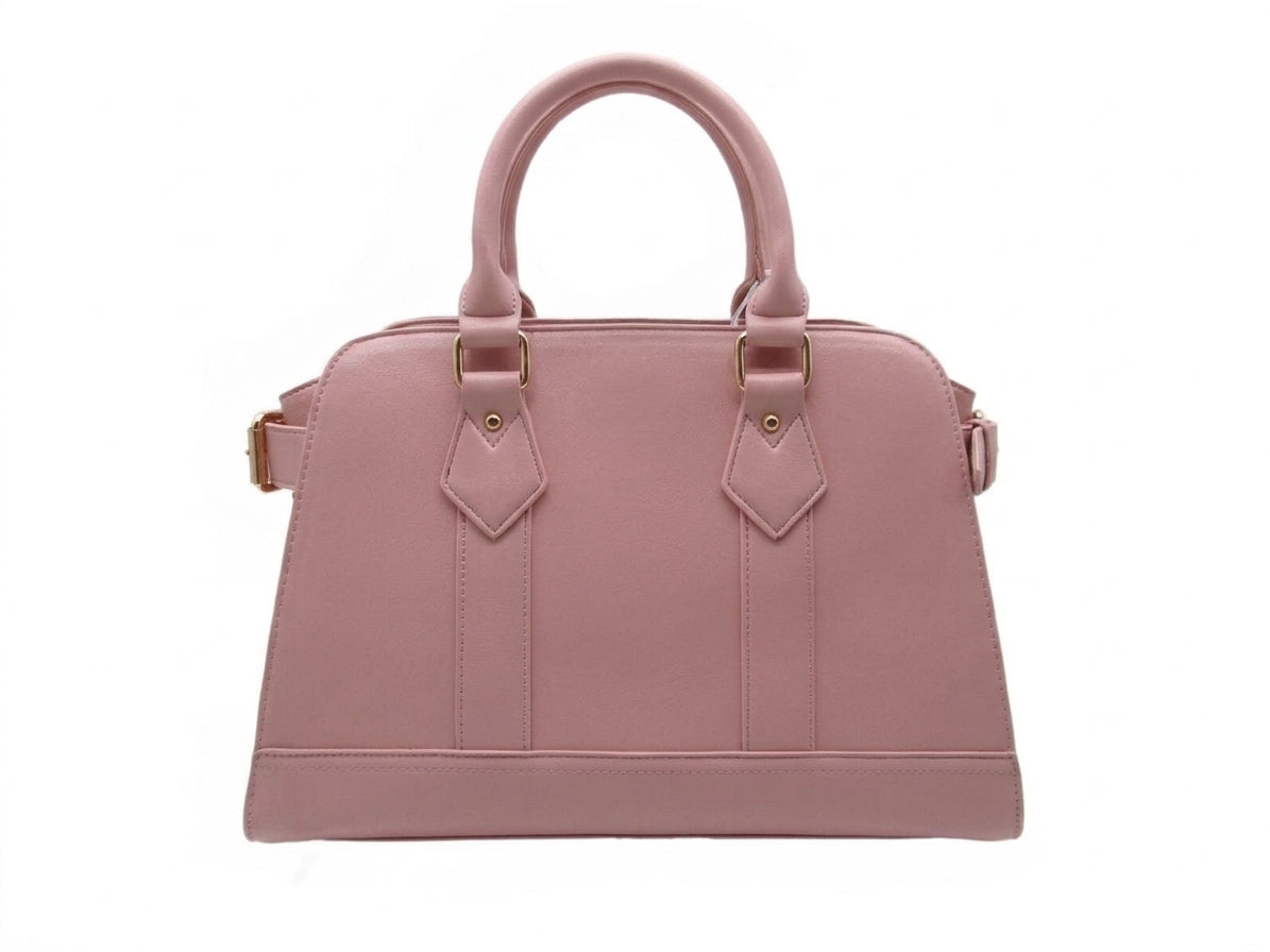 La Terre Structured Pink Top Handle Satchel with Detachable Shoulder Strap