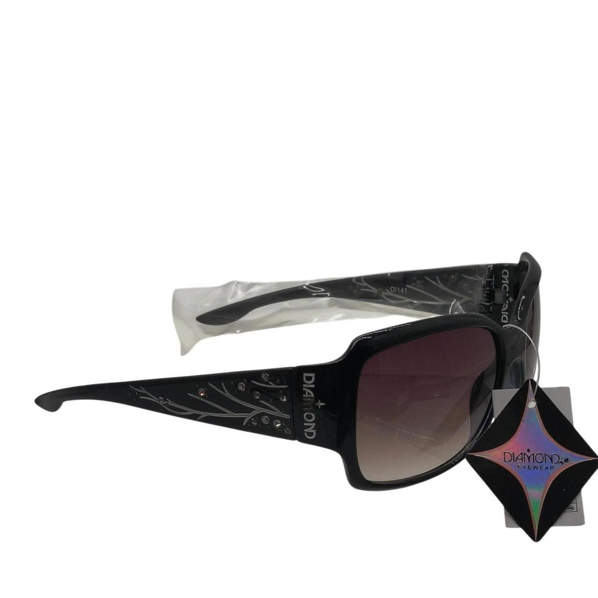 631 Diamond Eyewear black sunglasses with rhinestones and gray gradient lenses - Danisak