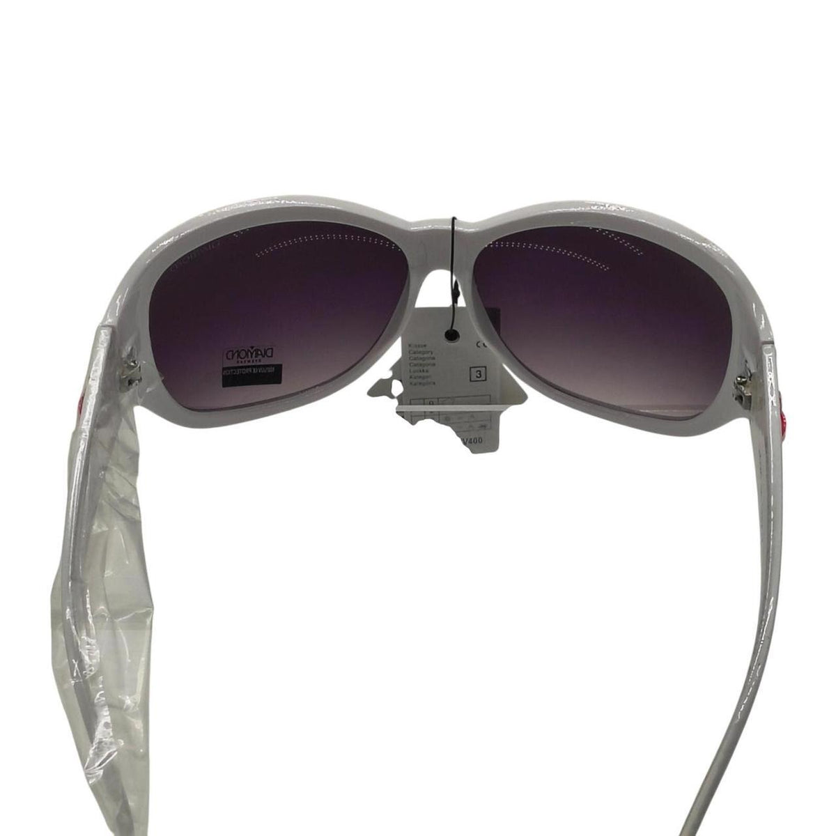 663 Diamond Eyewear white sunglasses with pink floral design on the arm - Danisak