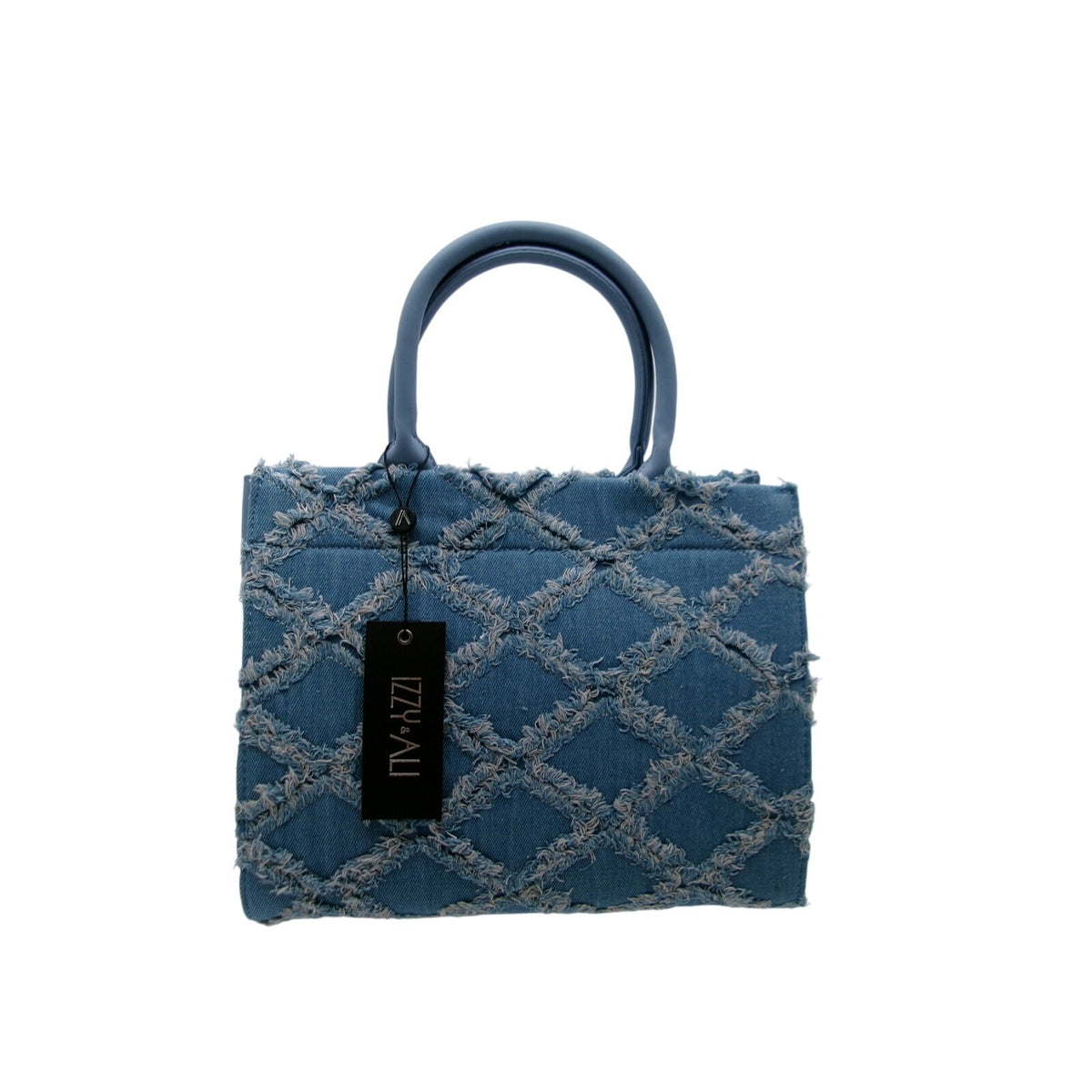 Izzy & Ali Nova Distressed Diamond Denim Satchel, Blue