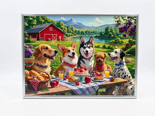 Dogs at a Farm Picnic 1000-Piece Jigsaw Puzzle