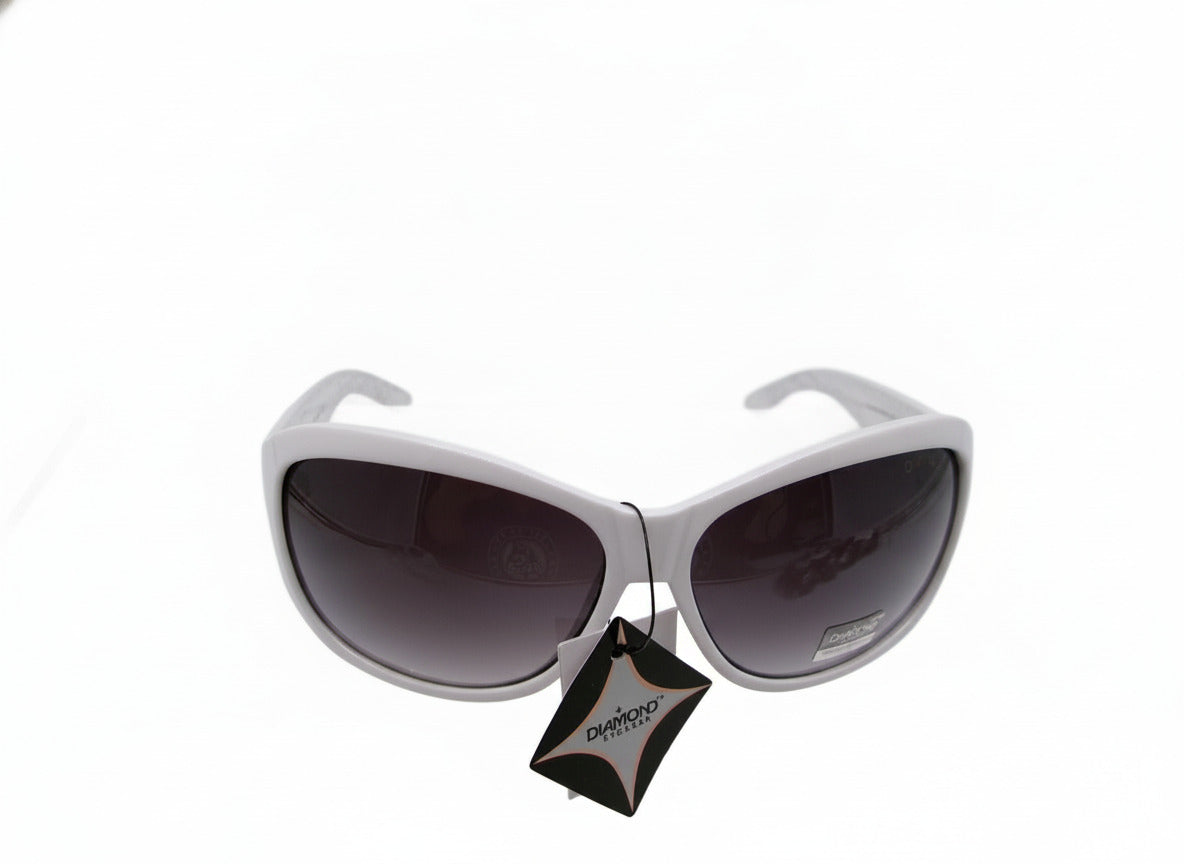 705 Diamond Eyewear Women's White Sunglasses with Pink Floral Accent - Danisak