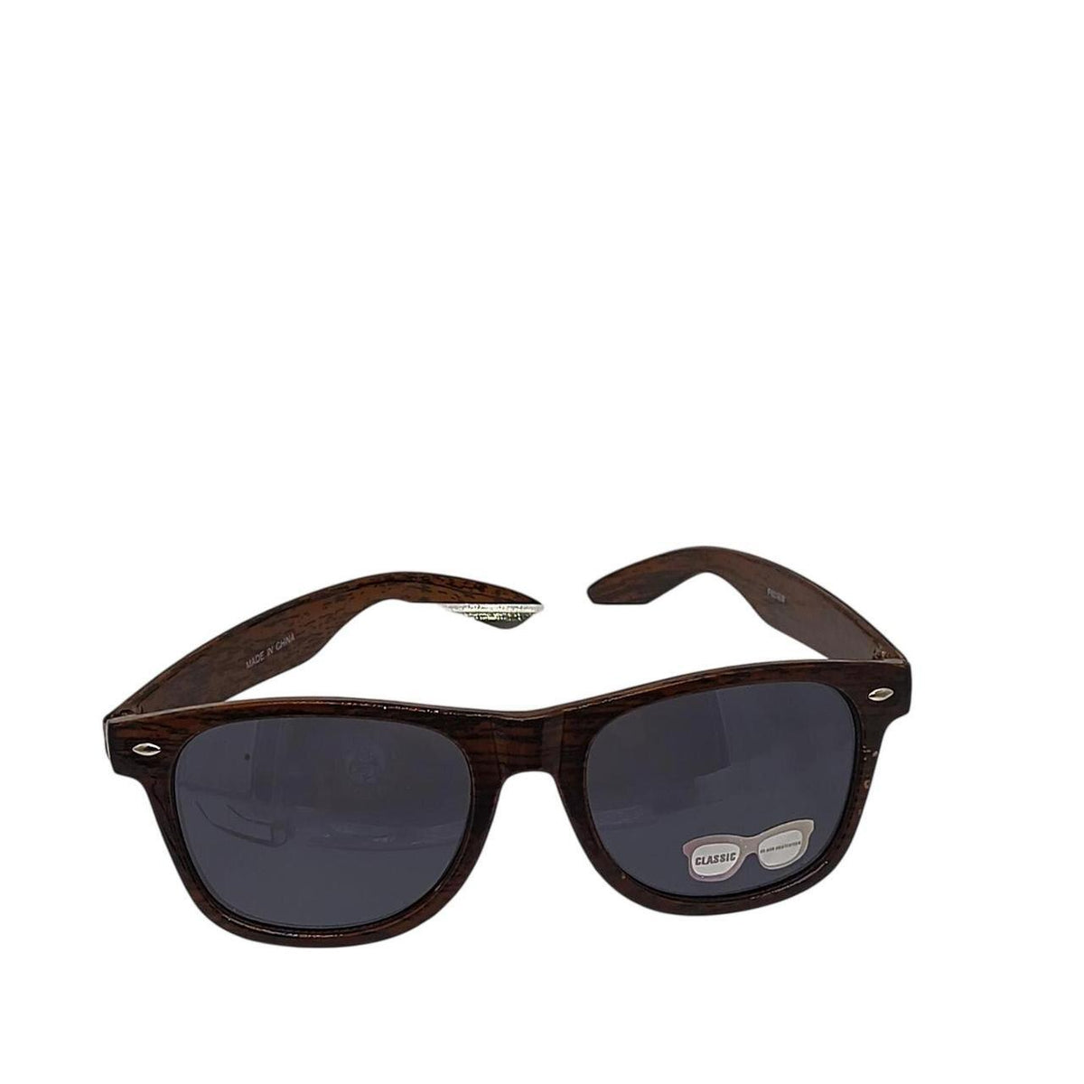 Brown wood grain sunglasses with dark gray lenses - Danisak