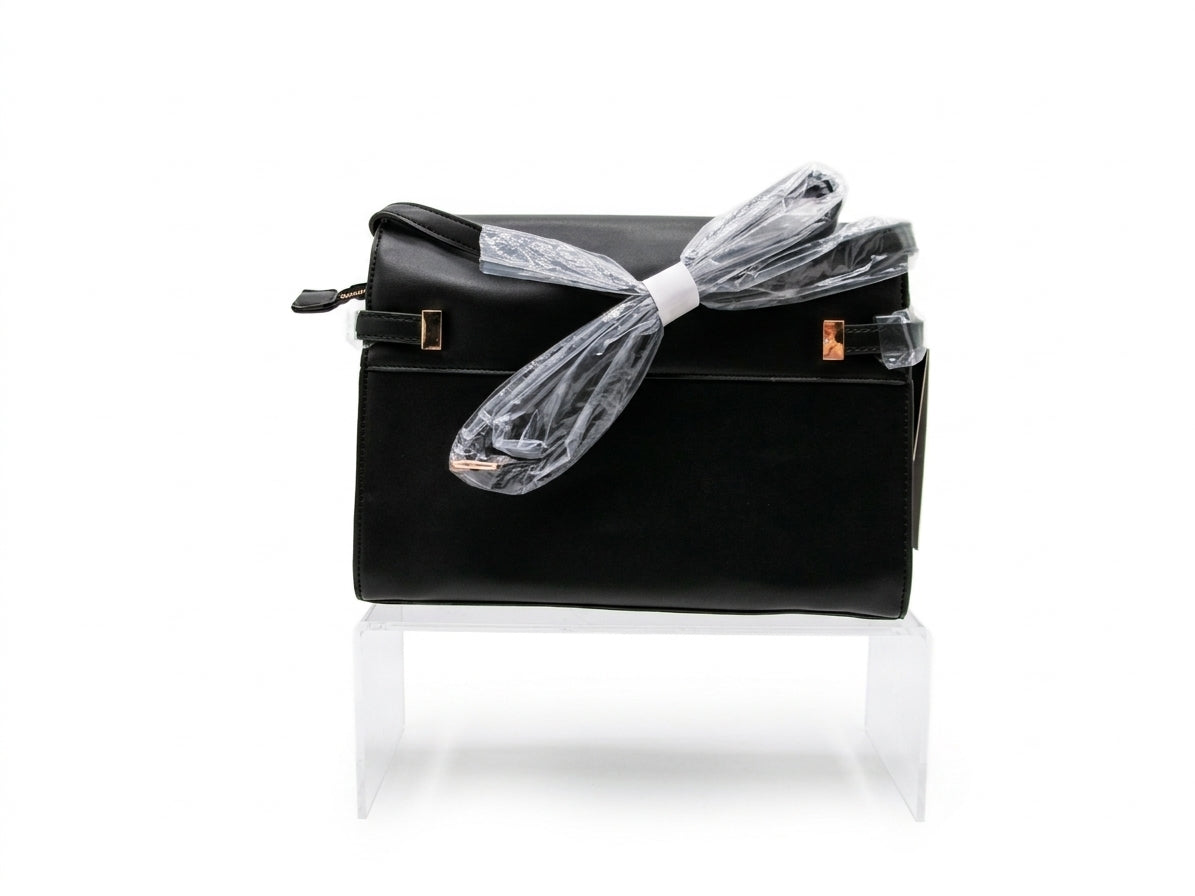 Isabelle Black Structured Top Handle Shoulder Bag