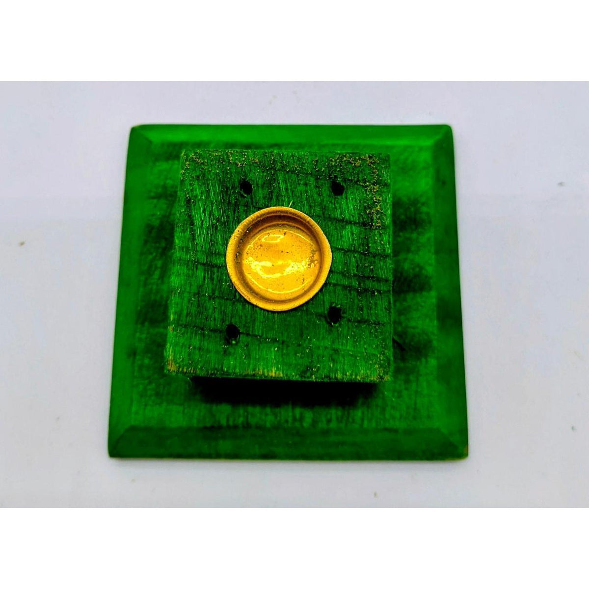 Green Wooden Tower Incense Holder with Tree of Life Design - Danisak