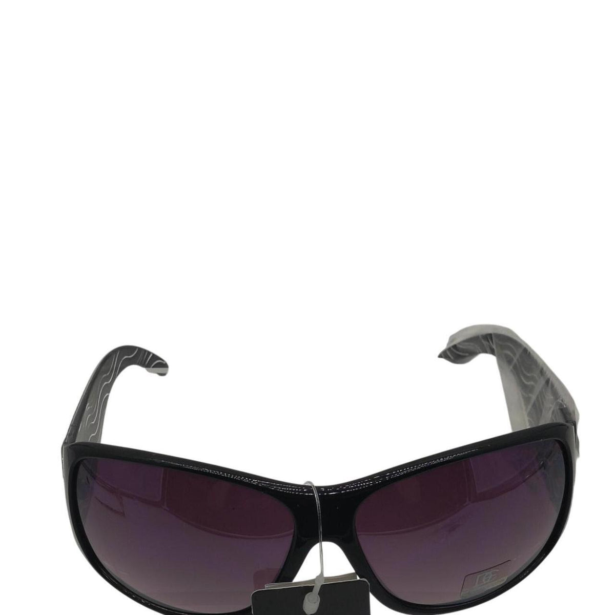 655 Black & white wavy line sunglasses with purple lenses - Danisak