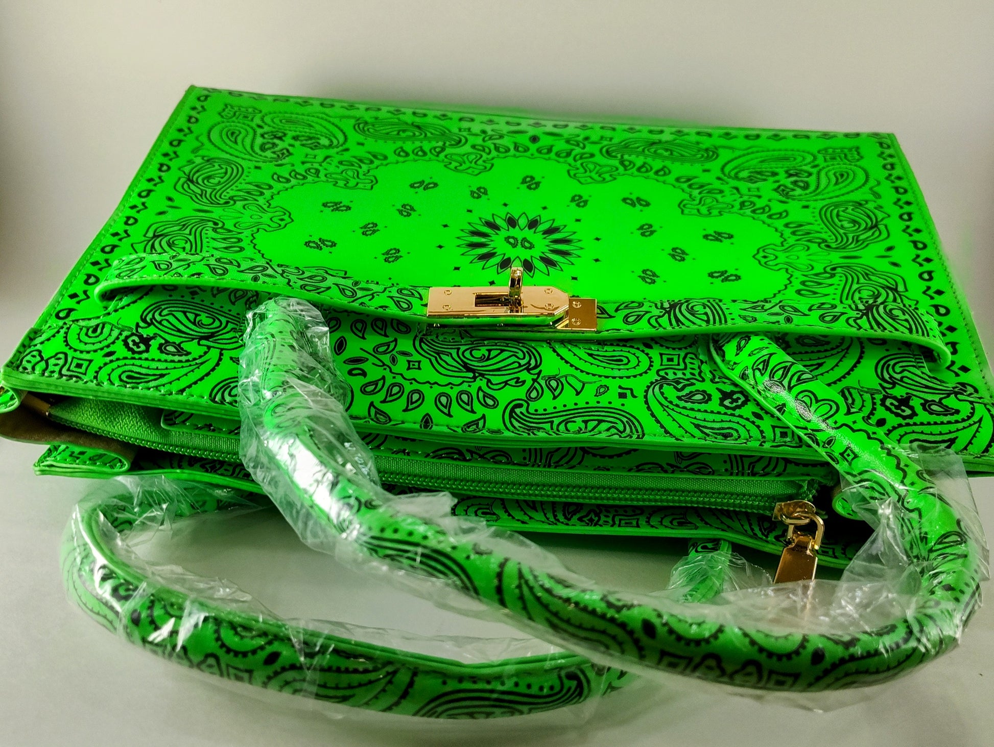 Neon Green "Electric Oasis" Bandana Tote – Fresh & Psychedelic P 119 - Danisak