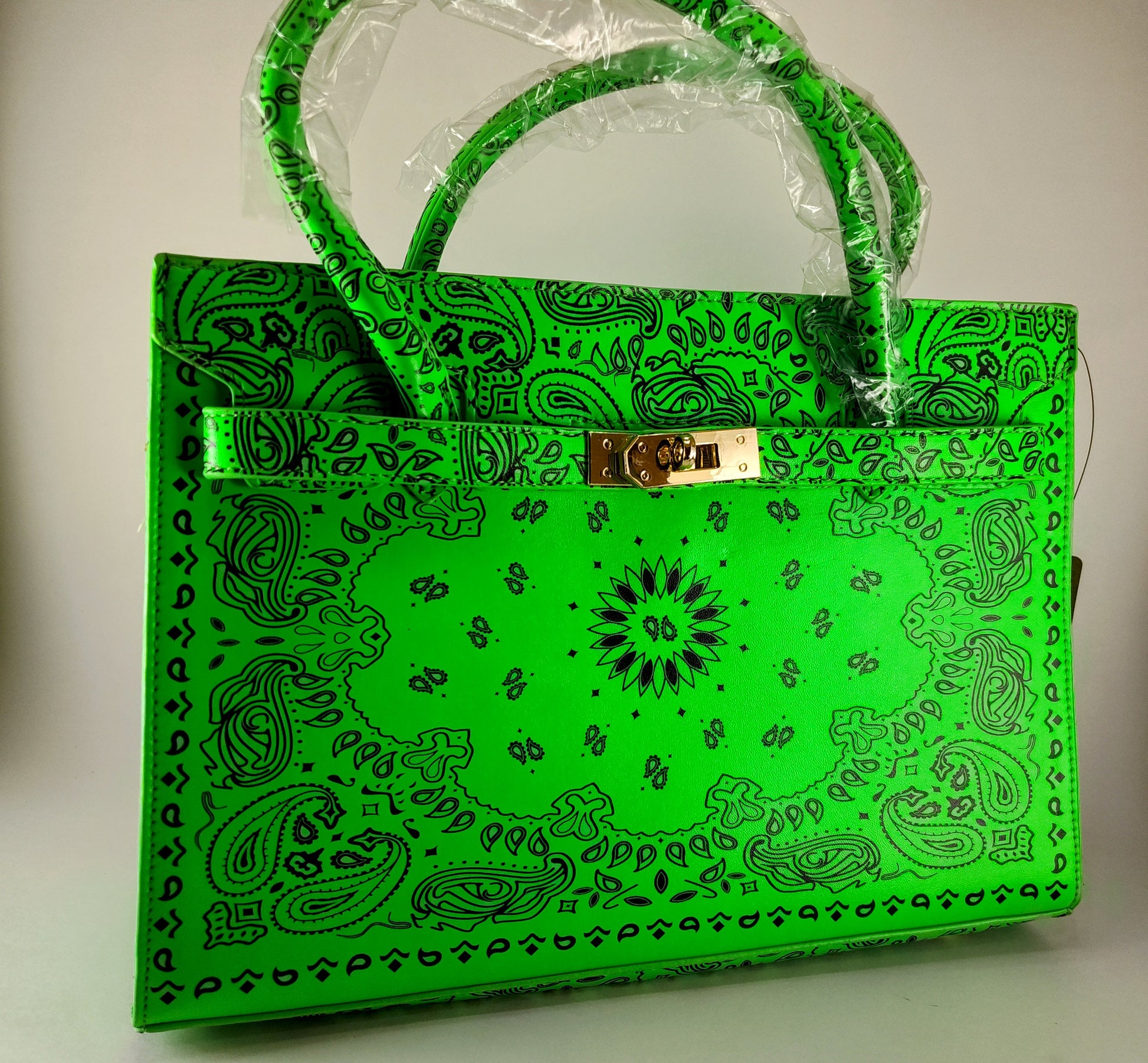 Neon Green "Electric Oasis" Bandana Tote – Fresh & Psychedelic P 119 - Danisak