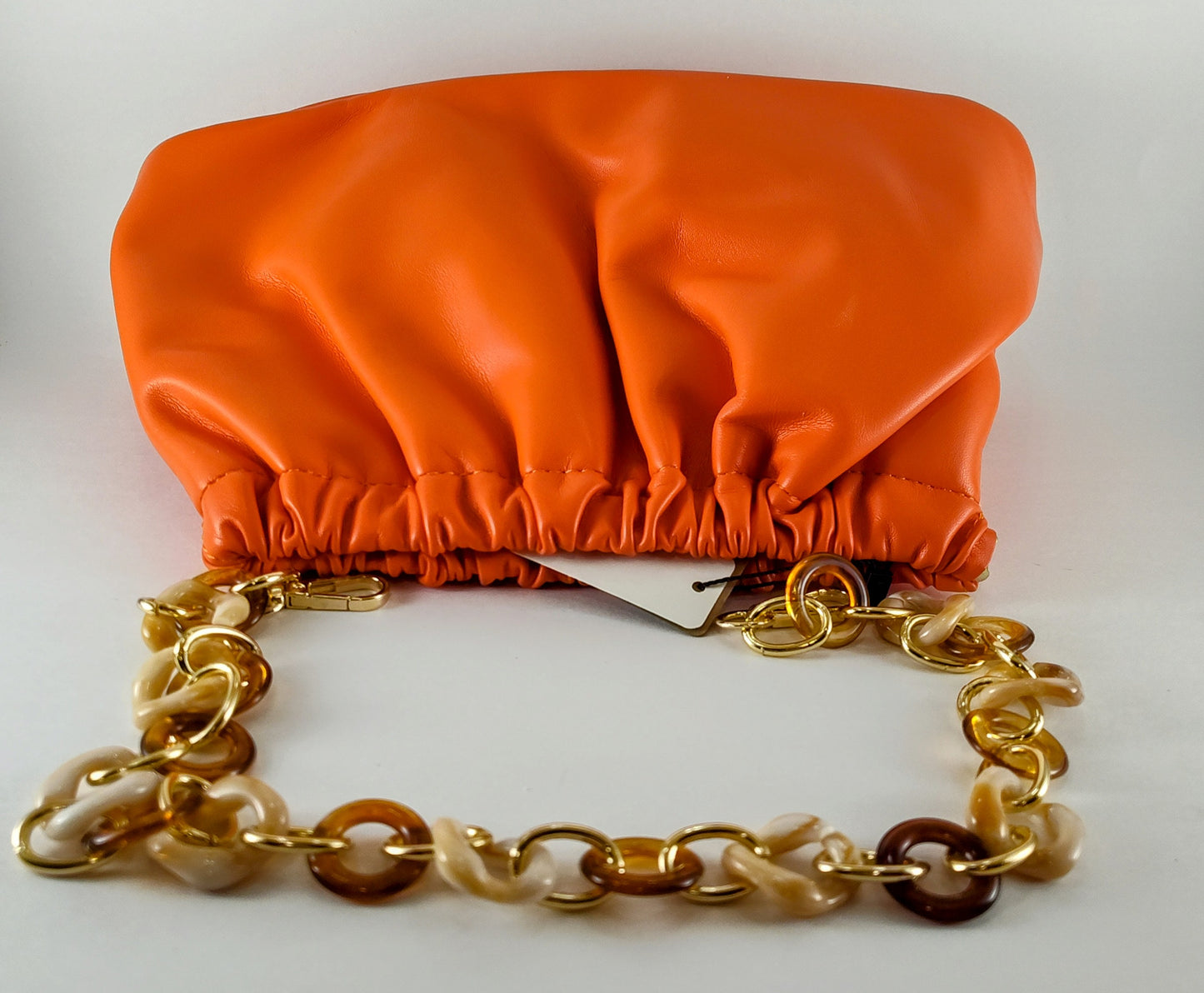 Burnt Sunset Faux Leather Chain Clutch – Bold &amp; Radiant Elegance