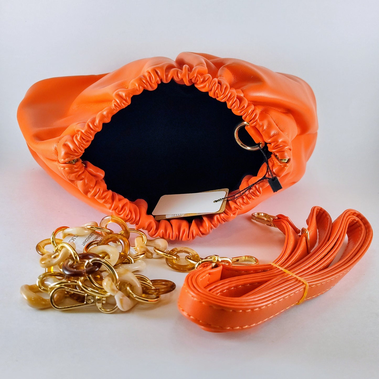 Burnt Sunset Faux Leather Chain Clutch – Bold &amp; Radiant Elegance