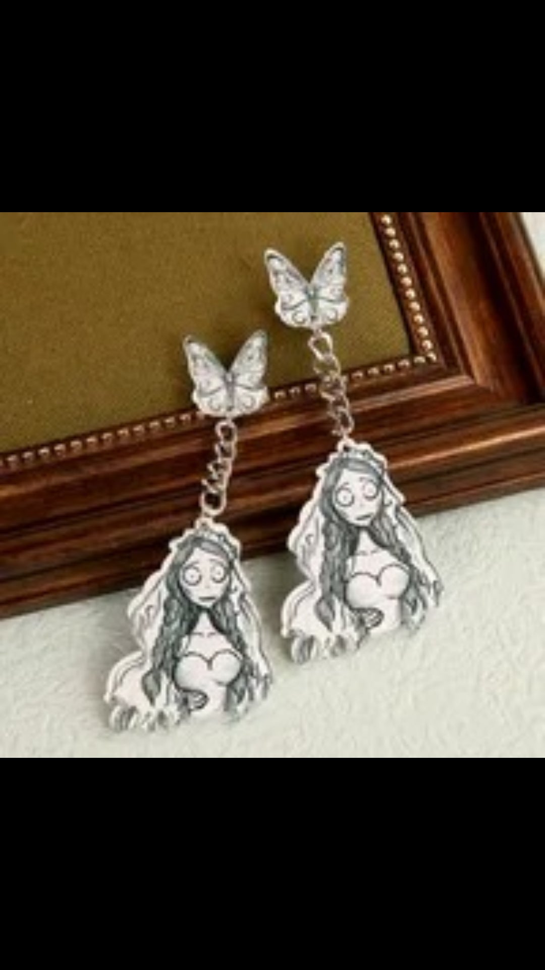 FREE SHIPPING $5.99 Vintage Style Butterfly Bride Acrylic Drop Earrings