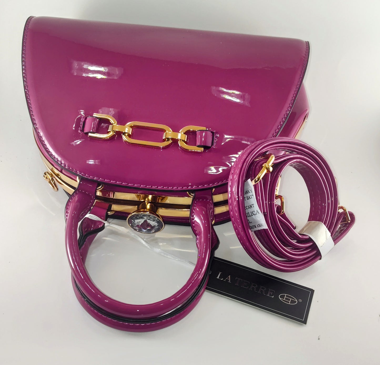 "Plum Perfection – Sleek Vegan Patent Leather Handbag for Every Occasion" P104