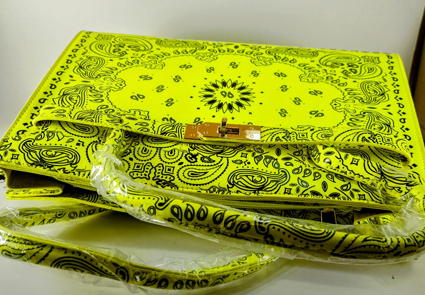 Neon Yellow "Sunshine Groove" Bandana Tote – Radiant & Free-Spirited P 118 - Danisak